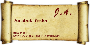 Jerabek Andor névjegykártya